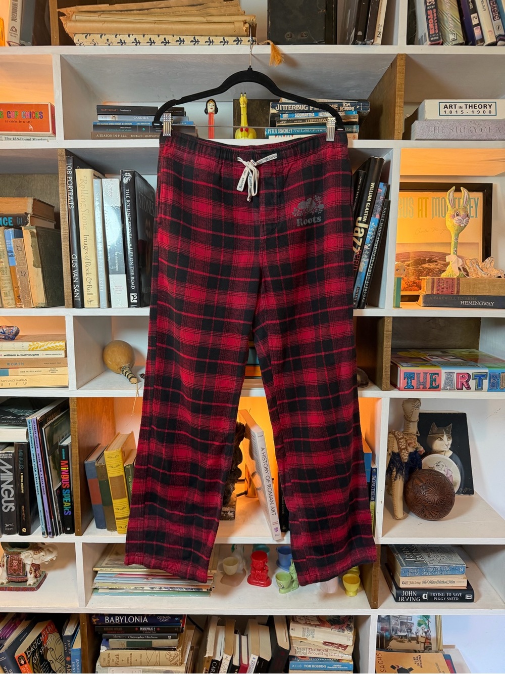 Roots Red and Black Plaid Fleece Joggers